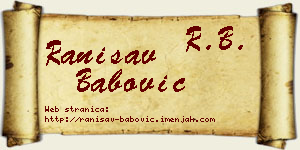 Ranisav Babović vizit kartica